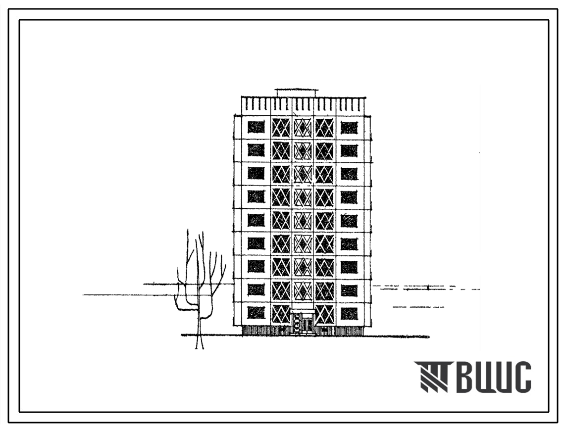 Типовой проект 111-69-24с Односекционный дом на 36 квартир (двухкомнатных 2Б-28; трехкомнатных 3Б-8). Для строительства в районах сейсмичностью 9 баллов