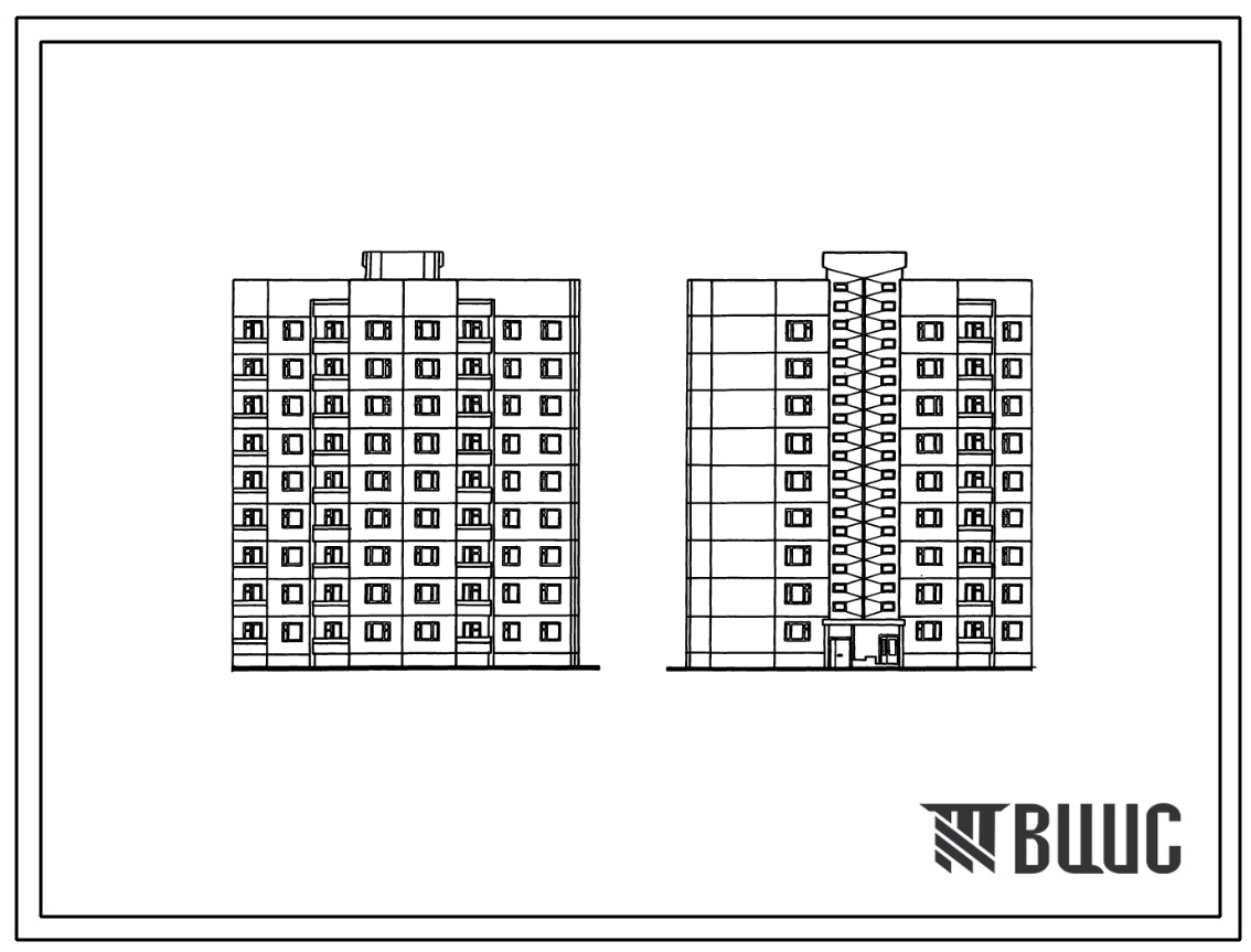 Типовой проект 90-0234.13.88 9-этажная торцевая-угловая блок-секция на 36 квартир 2-3-3-3 (левая) (для строительства в Белорусской ССР)