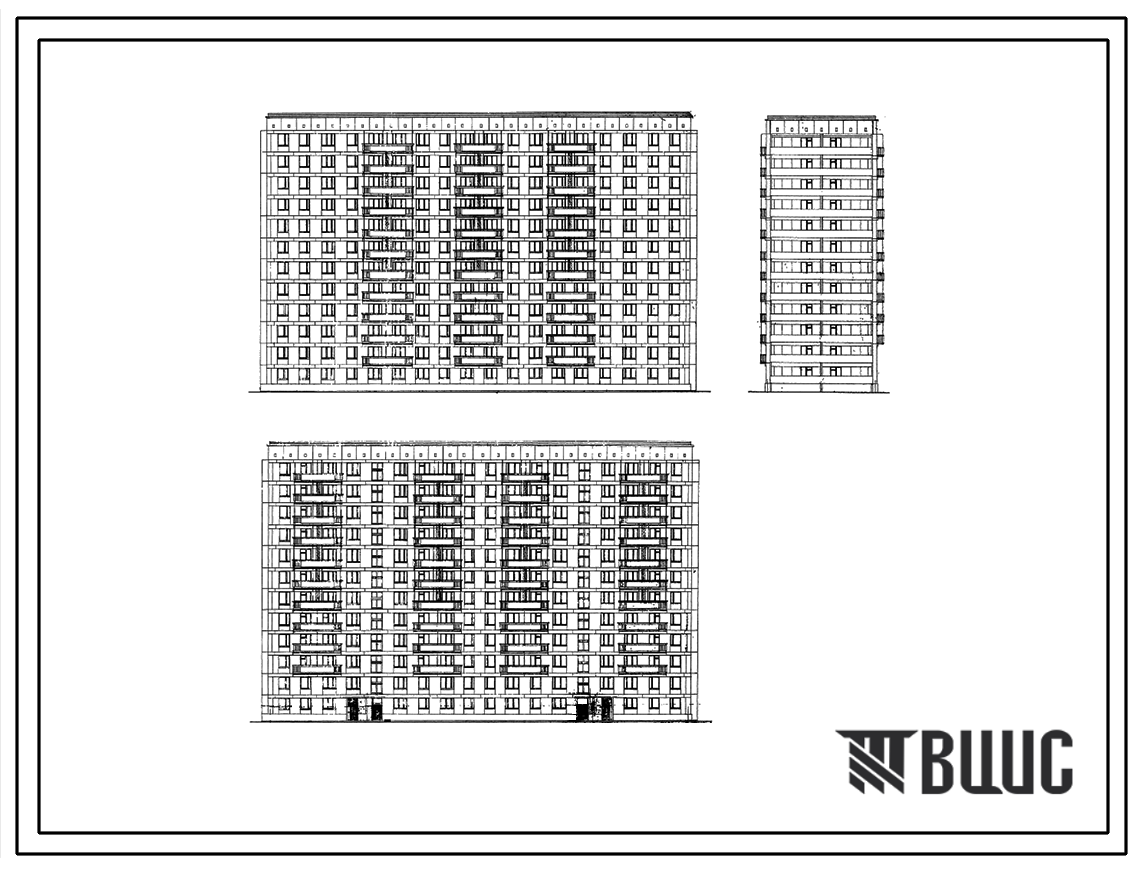Типовой проект II-18-02/12 12-этажный двухсекционный 178-квартирный жилой дом со стенами из керамзитобетонных блоков (вариант с унифицированными изделиями лоджий) с несимметричными створками окон