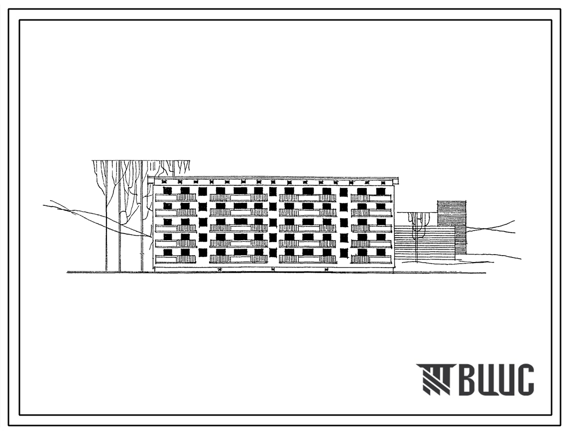 Типовой проект 1Г-450-2  Пятиэтажный трехсекционный крупноблочный жилой дом на 40 квартир с техническим подпольем.