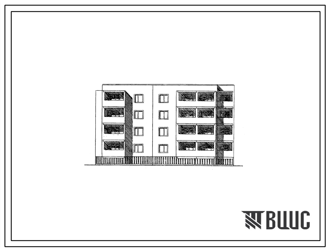 Типовой проект 85-044/1 Четырехэтажная блок-секция угловая (торцевая) левая на 16 квартир (однокомнатных 1Б-4, двухкомнатных 2Б-8, четырехкомнатных 4Б-4). Для строительства в 1В климатическом подрайоне, 2 и 3 климатических районах