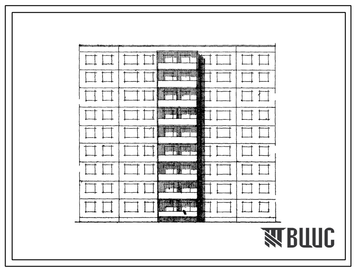 Типовой проект 82-03 Девятиэтажная блок-секция рядовая на 54 квартиры (однокомнатных 1А-18; двухкомнатных 2Б-18; трехкомнатных 3А-18)