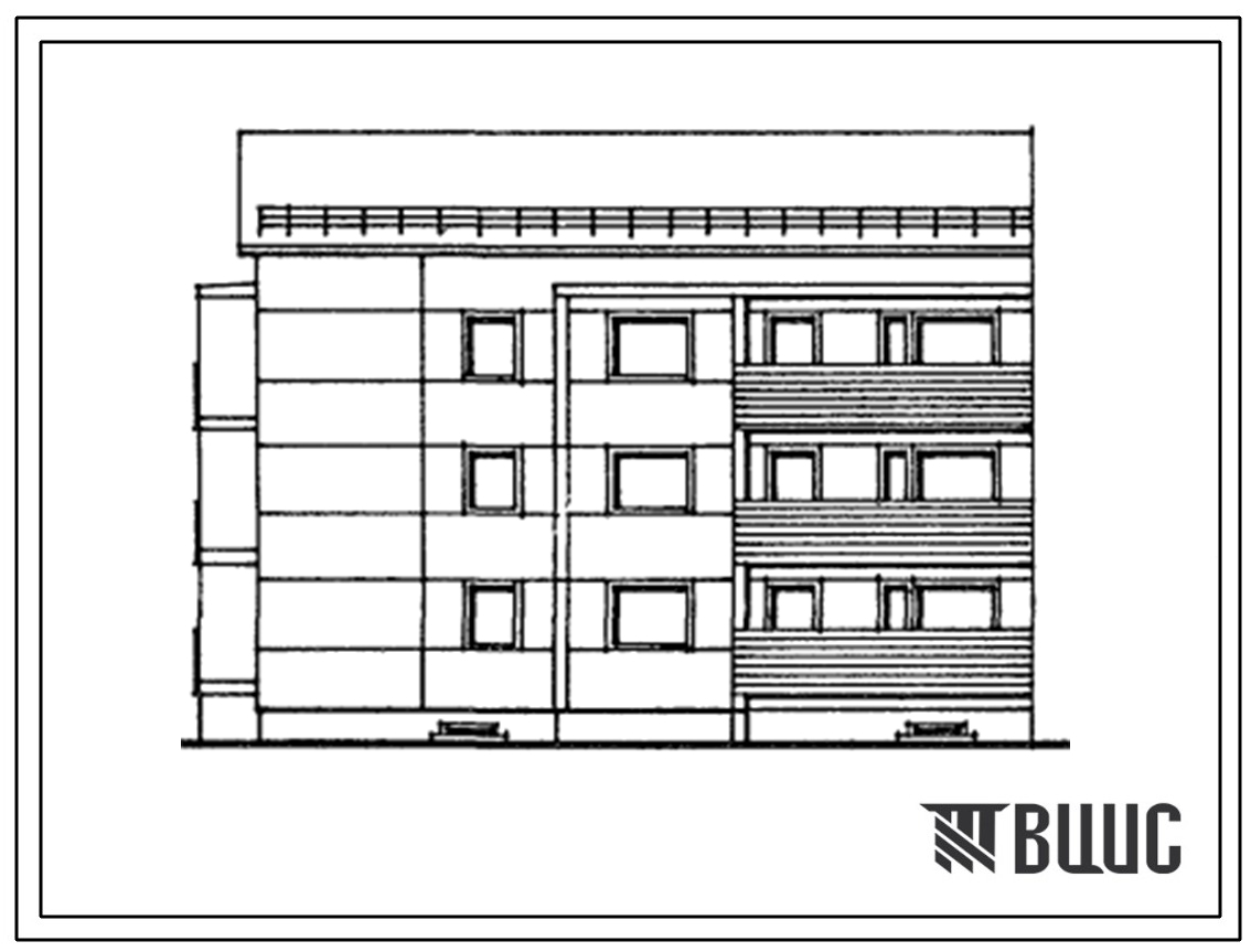 Типовой проект 104-080.13.88 Трехэтажная блок-секция полносборная торцевая на 9 квартир. Для Латвийской ССР