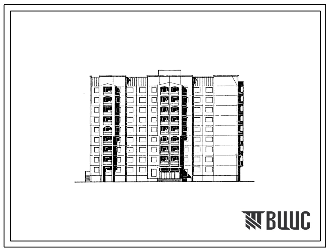 Типовой проект 90-0296.1.13.89 Блок-секция общежития 9-этажная на 322 маста торцевая правая (для строительства в г. Омске и Омской области)