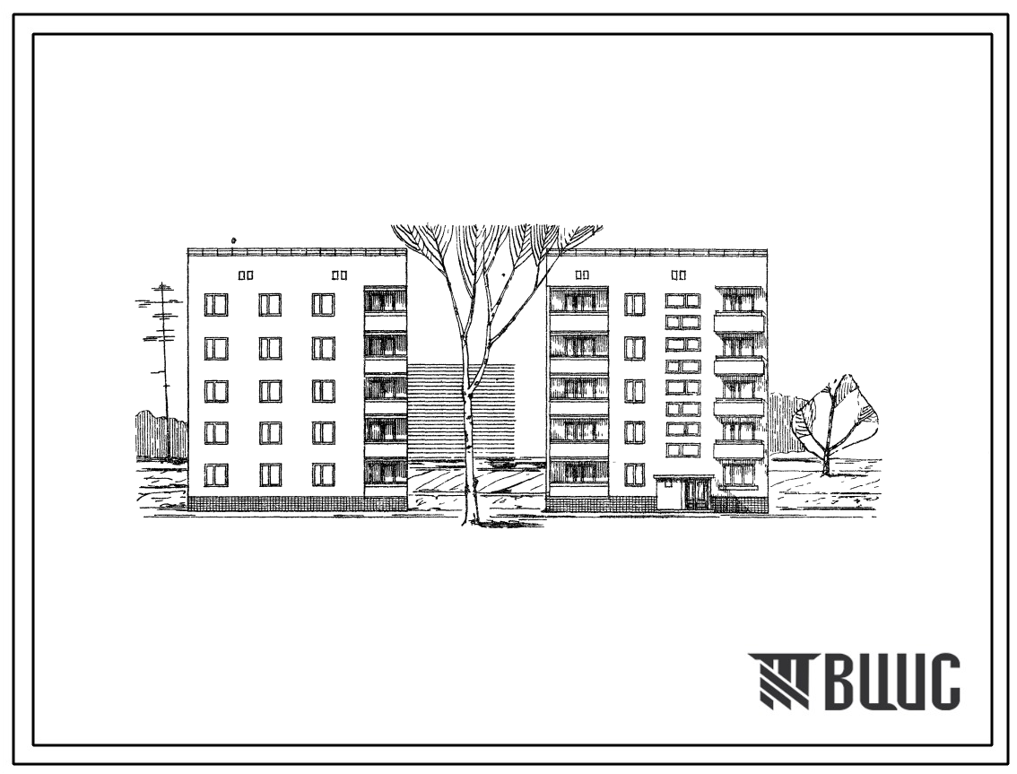 Типовой проект 87-07 Блок-секция 5-этажного дома рядовая правая на 10 квартир для строительства в 3 строительно-климатической зоне.