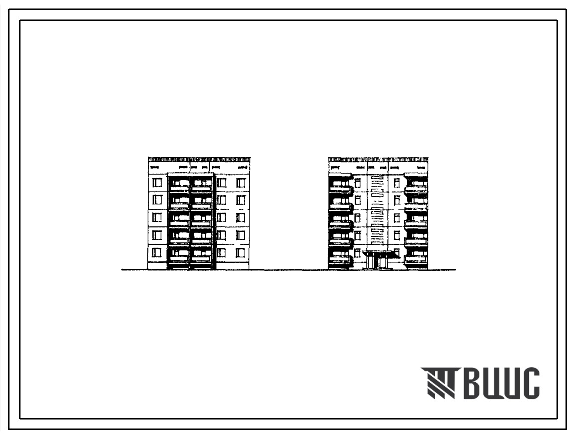 Типовой проект 135-0163с/1 Пятиэтажная блок-секция рядовая левая с торцевыми окончаниями на 10 квартир (двухкомнатных 2Б-5, трехкомнатных 3Б-5). Для строительства в 4 климатическом районе сейсмичностью 7 и 8 баллов