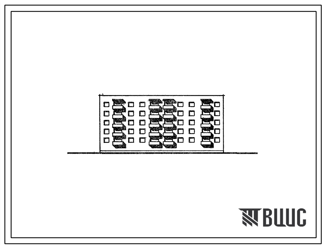 Типовой проект 114-010с Пятиэтажная блок-секция рядовая на 40 квартир для строительства в районах с сейсмичностью 8 баллов. Стены из кирпича.