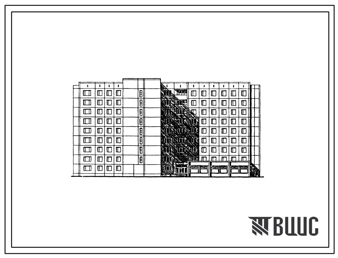 Типовой проект 161-97-218.86 Общежитие 9-этажное на 600 мест для студентов и учащихся (серия 97, СТЕНЫ ИЗ ТРЕХСЛОЙНЫХ КЕРАМЗИТОБЕТОННЫХ ПАНЕЛЕЙ, Пятиэтажные, Девятиэтажные