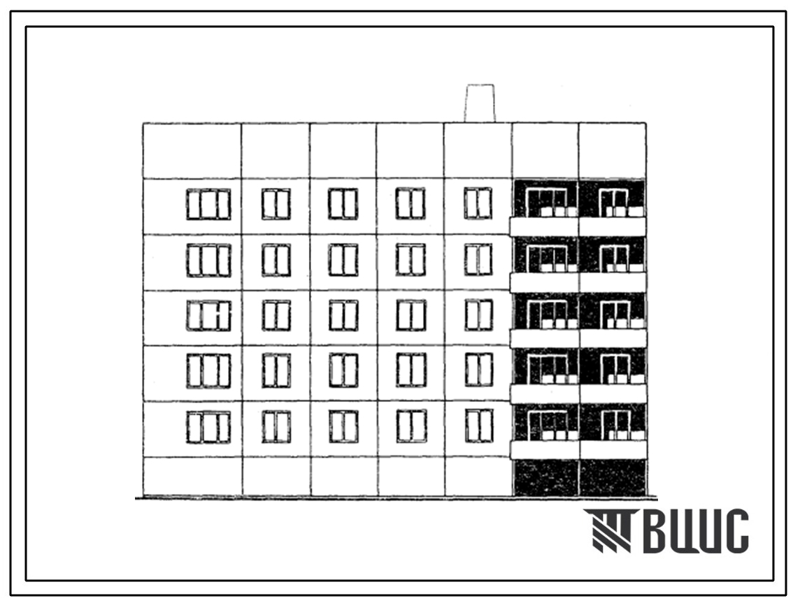 Типовой проект 121-0120.13.86 Блок-секция торцовая левая 5-этажная 20-квартирная 2А-2Б-2Б-3Б широтной ориентации (для строительства в восточной зоне Оренбургской области)