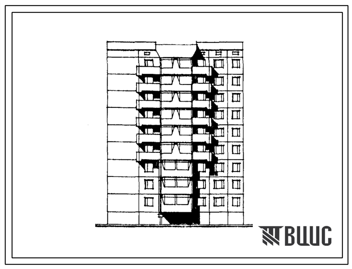 Типовой проект 112-023м.86 Девятиэтажная блок-секция торцевая левая на 34 квартиры