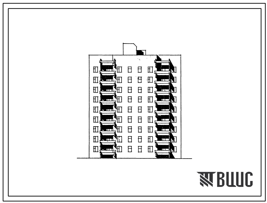 Фасады Типовой проект 177-07пв.87 9-этажная блок-секция рядовая 2, 2, 3, 3, 36-квартирная