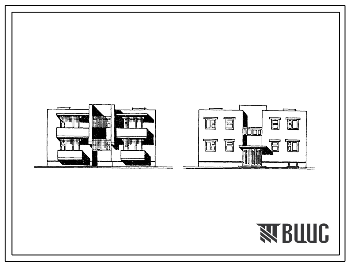 Типовой проект 89-0103.13.86 Двухэтажная рядовая-торцовая блок-секция на 4 квартиры (для Белорусской ССР)