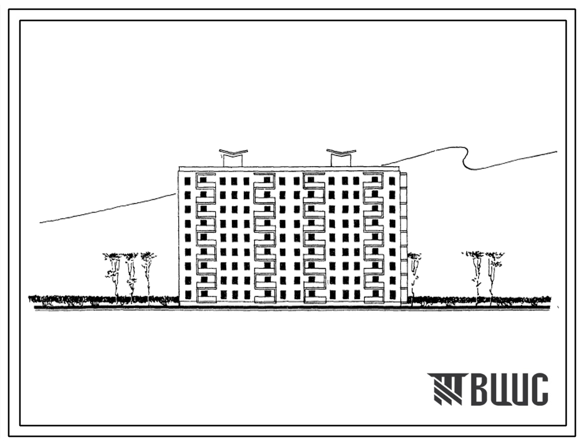 Типовой проект 1Кг-480-053 Двойная блок-секция 9-этажного жилого дома рядовая и правая торцевая на 72 квартиры.
