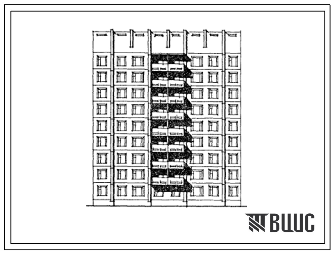 Типовой проект 135-0348.13.87 Блок-секция 9-этажная 36-квартирная рядовая 2.2.3.3. Для Коми АССР.