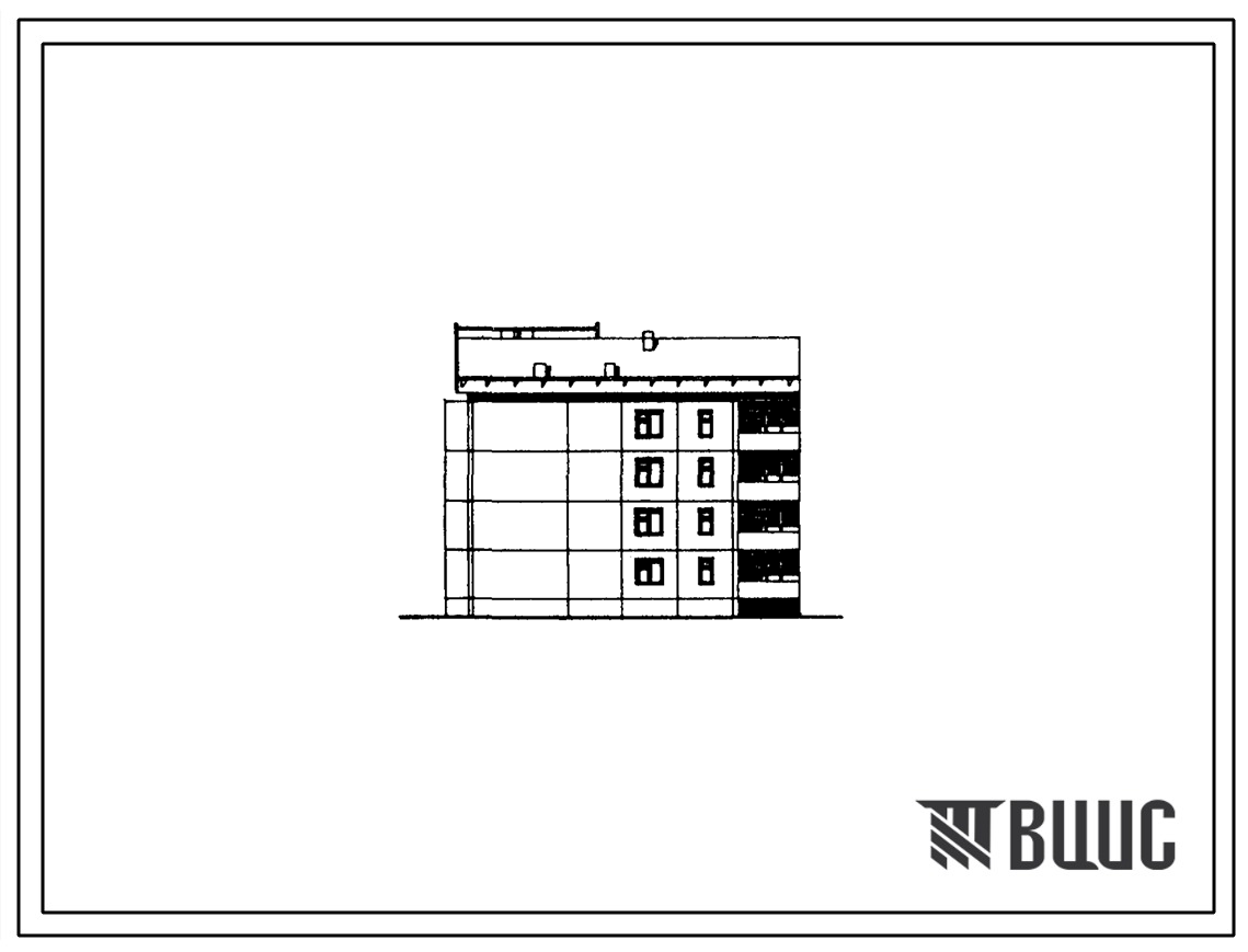 Типовой проект 96-074.85 Четырехэтажная блок-секция торцевая левая на 12 квартир. Для строительства в сельской местности