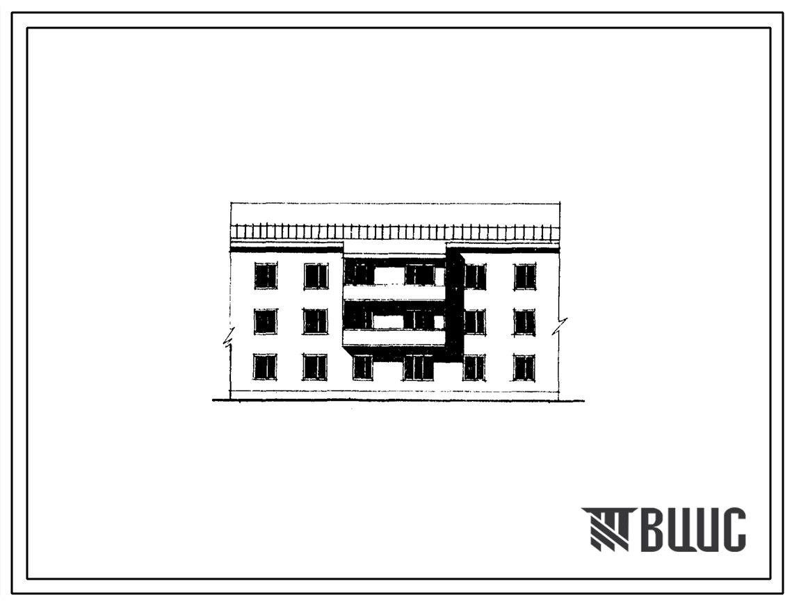 Типовой проект 52-0202с Трехэтажная блок-секция рядовая с торцевыми окончаниями на 9 квартир (однокомнатных 2Б-6, трехкомнатных 3Б-3). Для строительства в районах сейсмичностью 7 и 8 баллов во 2В, 3В климатических подрайонах Казахской ССР