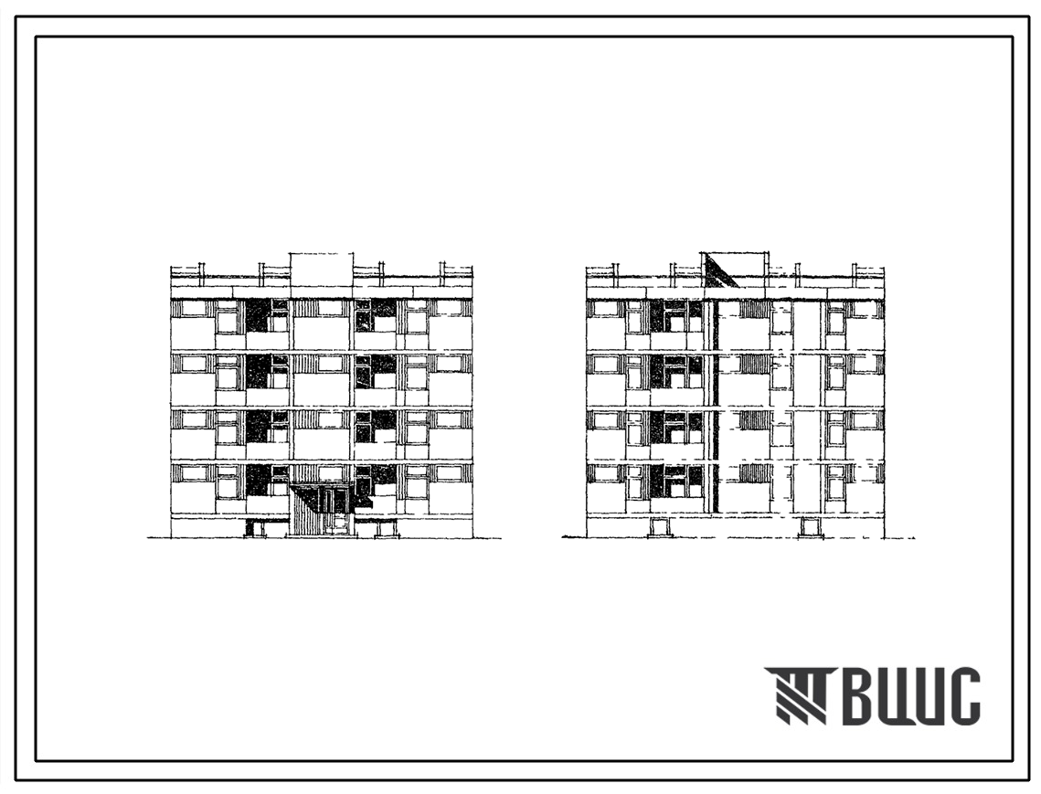 Типовой проект 126-044 Четырехэтажная блок-секция с квартирами 1А-2Б-3Б для жилых домов из ячеистого бетона. (Вариант с разрезкой 1200 мм).