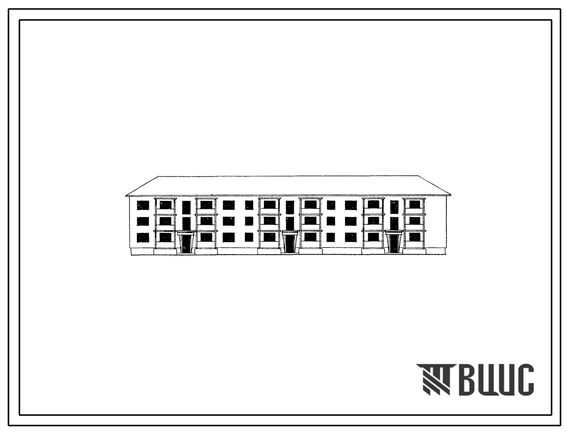 Типовой проект 113-011-19 Трехэтажный трехсекционный жилой дом на 24 квартиры со стенами из крупных керамзитобетонных блоков.