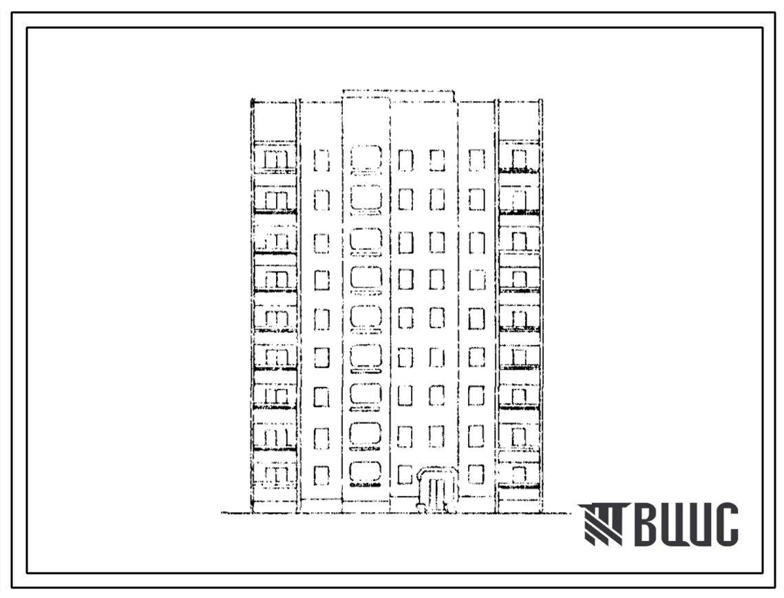 Типовой проект 153-018с.86 Девятиэтажная блок-секция рядовая на 36 квартир. Для строительства в городах и поселках городского типа. Со стенами из монолитного железобетона