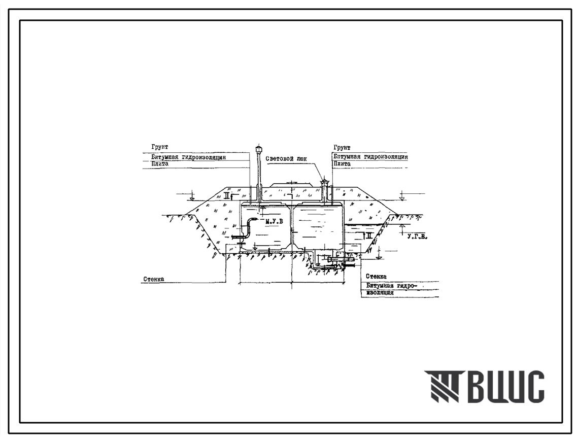 Типовой проект 901-4-18 Резервуар для воды емкостью 150 м.куб. железобетонный монолитный цилиндрический