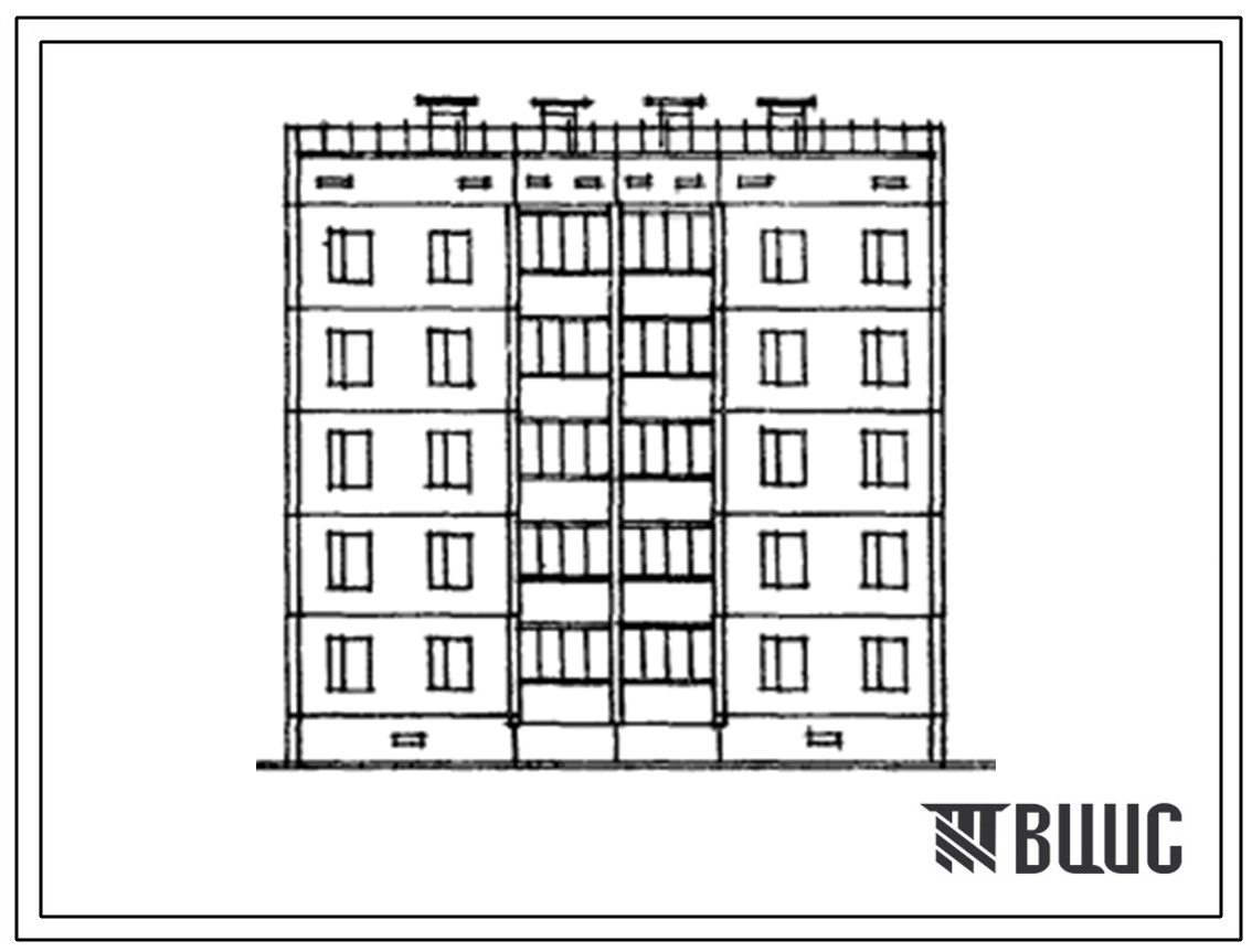 Типовой проект 135-0226.83 Блок-секция пятиэтажная угловая поворотная с торцевыми окончаниями на 15 трехкомнатных квартир типа 3Б