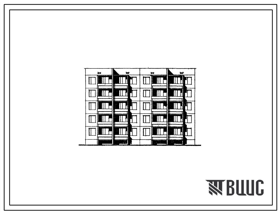 Типовой проект 60-027 Пятиэтажная 20-квартирная рядовая блок-секция  (двухкомнатных 2Б-12, трехкомнатных 3А-8) с шагом поперечных стен 3,6 6,0 м, для строительства в 1В климатическом подрайоне, 2 и 3 климатических районах