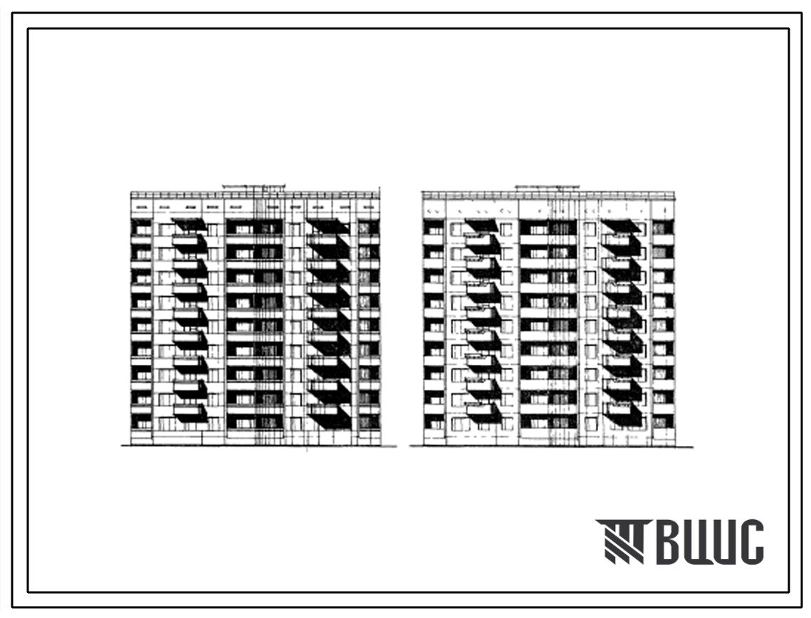 Типовой проект 135-073 Девятиэтажная блок-секция поворотная под углом 135? на 36 квартир (трехкомнатных 3Б-27; двухкомнатных 2Б-9).