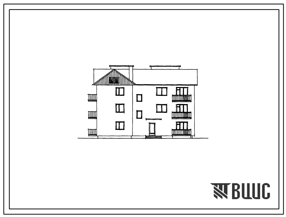 Типовой проект 154-12-178.2 Трехэтажный 24-квартирный односекционный жилой дом для малосемейных.