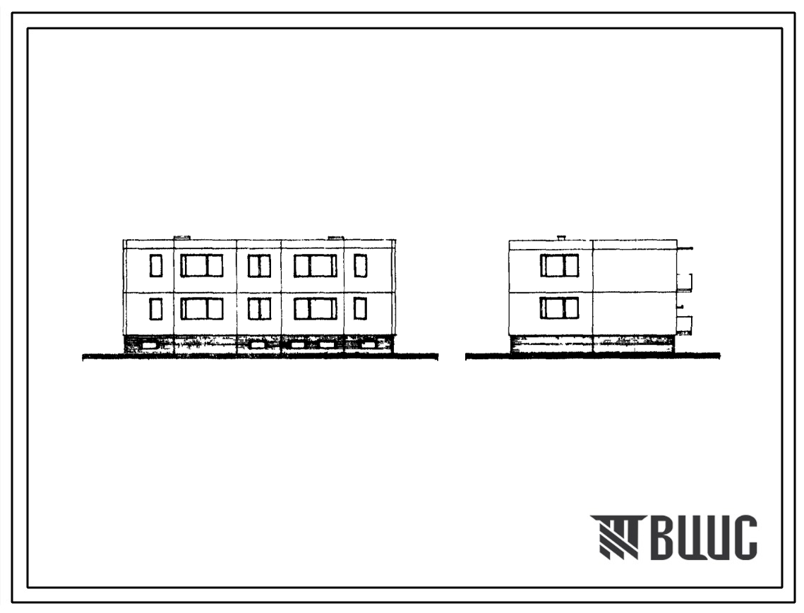Типовой проект 141-35-8/72/1 Двухэтажный секционный дом на 4 квартиры (трехкомнатных 3Б-2, четырехкомнатных 4Б-2). Для строительства во 2Би и 2В климатических подрайонах Литовской ССР