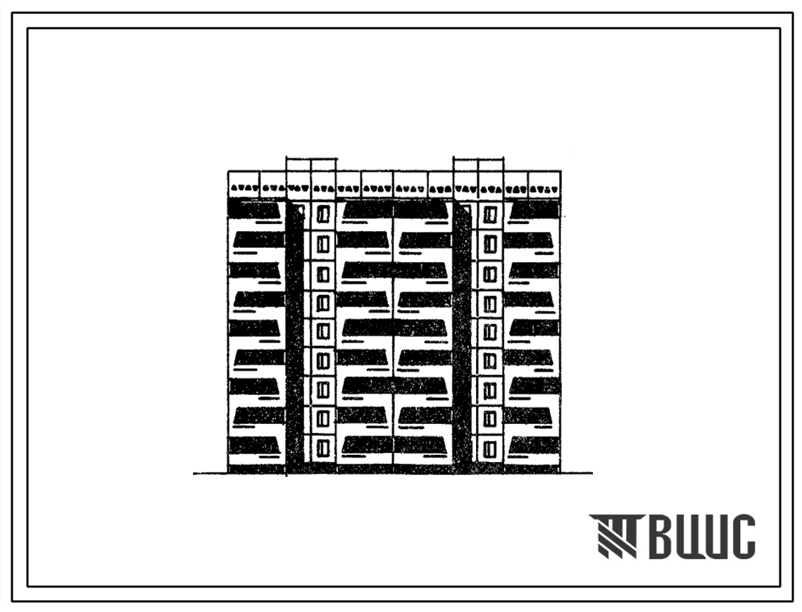 Типовой проект 76-068с/1.2 Блок-секция 9-этажная 36-квартирная 4Б.4Б-4Б.4Б с летними помещениями по главному фасаду. Для строительства в 4А и 4Г климатических подрайонах Узбекской ССР сейсмичностью 8 баллов.