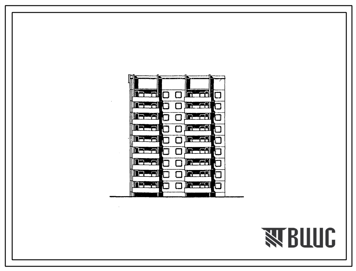 Типовой проект 135-0134с.85 9-этажная торцевая левая блок-секция на 27 квартир 2Б-3Б-5Б