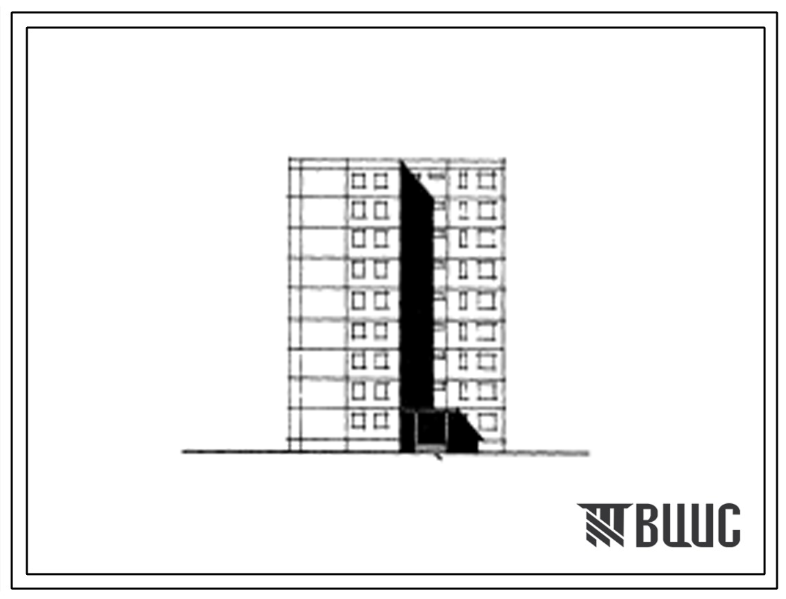 Типовой проект 82-09/1 Девятиэтажная блок-секция торцевая правая с торцевым окончанием на 36 квартир (двухкомнатных 2Б-18, трехкомнатных 3А-9, четырехкомнатных 4А-9). Для строительства во 2В климатическом подрайоне