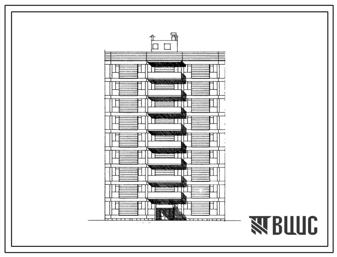 Типовой проект 111-08С Блок-секция рядовая на 18 квартир каркасно-панельных 9-этажных жилых домов (трехкомнатных 3А-10, пятикомнатных 5А-8). Для строительства в 4 климатическом районе Армянской ССР сейсмичностью 7-8 баллов.