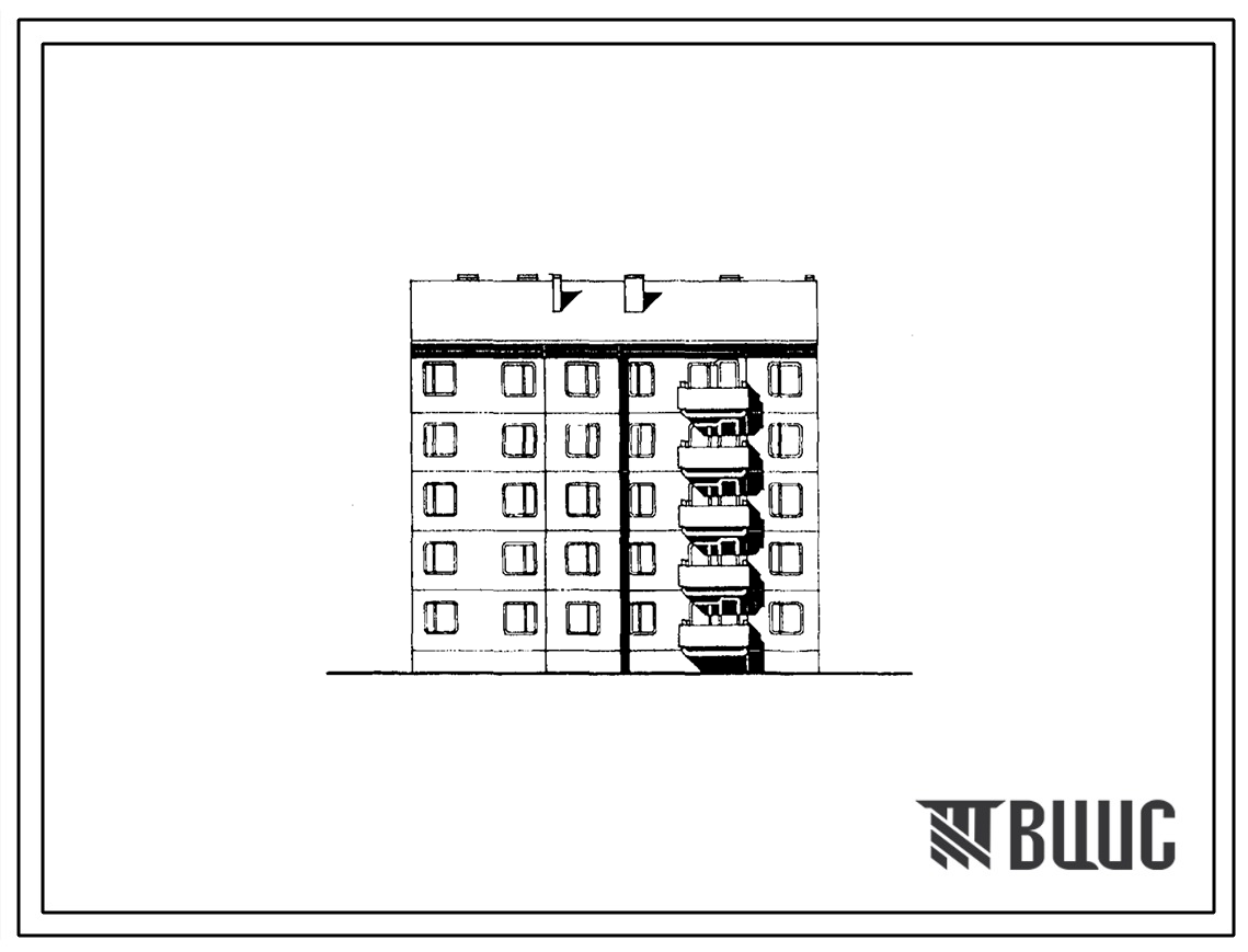 Типовой проект 135-05с.85 Пятиэтажная блок-секция рядовая правая на 15 квартир. Для строительства в городах и поселках городского типа