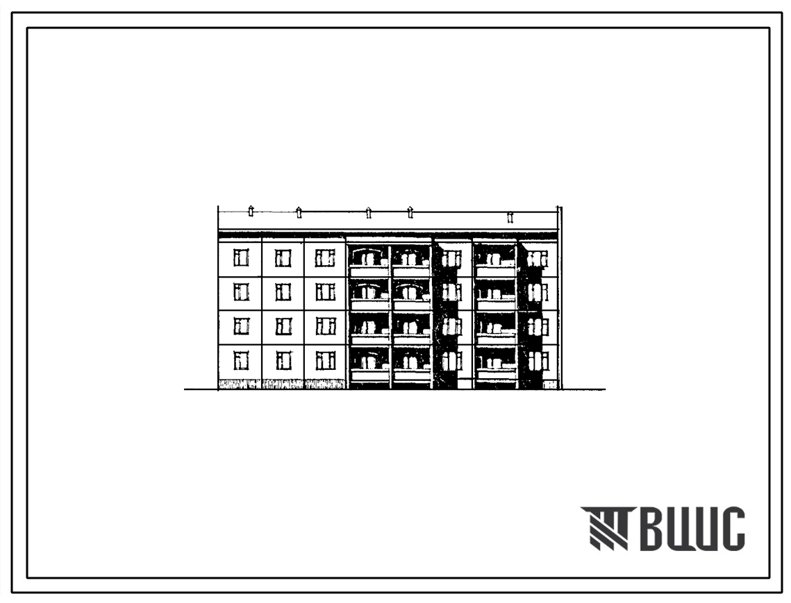 Типовой проект 76-095сп.85 Четырехэтажная блок-секция торцевая правая на 20 квартир
