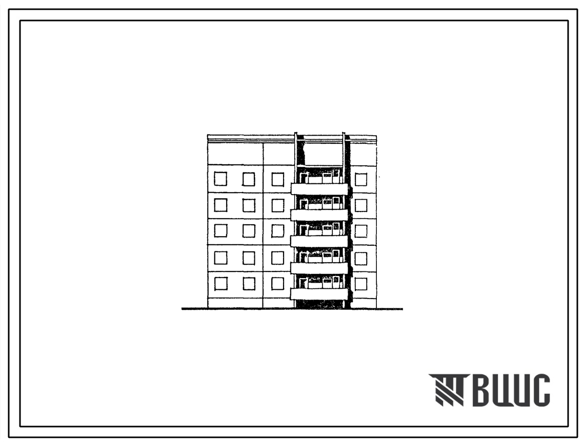 Фасады Типовой проект 135-0314с.13.87 5-этажная рядовая правая блок-секция на 15 квартир 2-3-3 для строительства в г. Иркутске