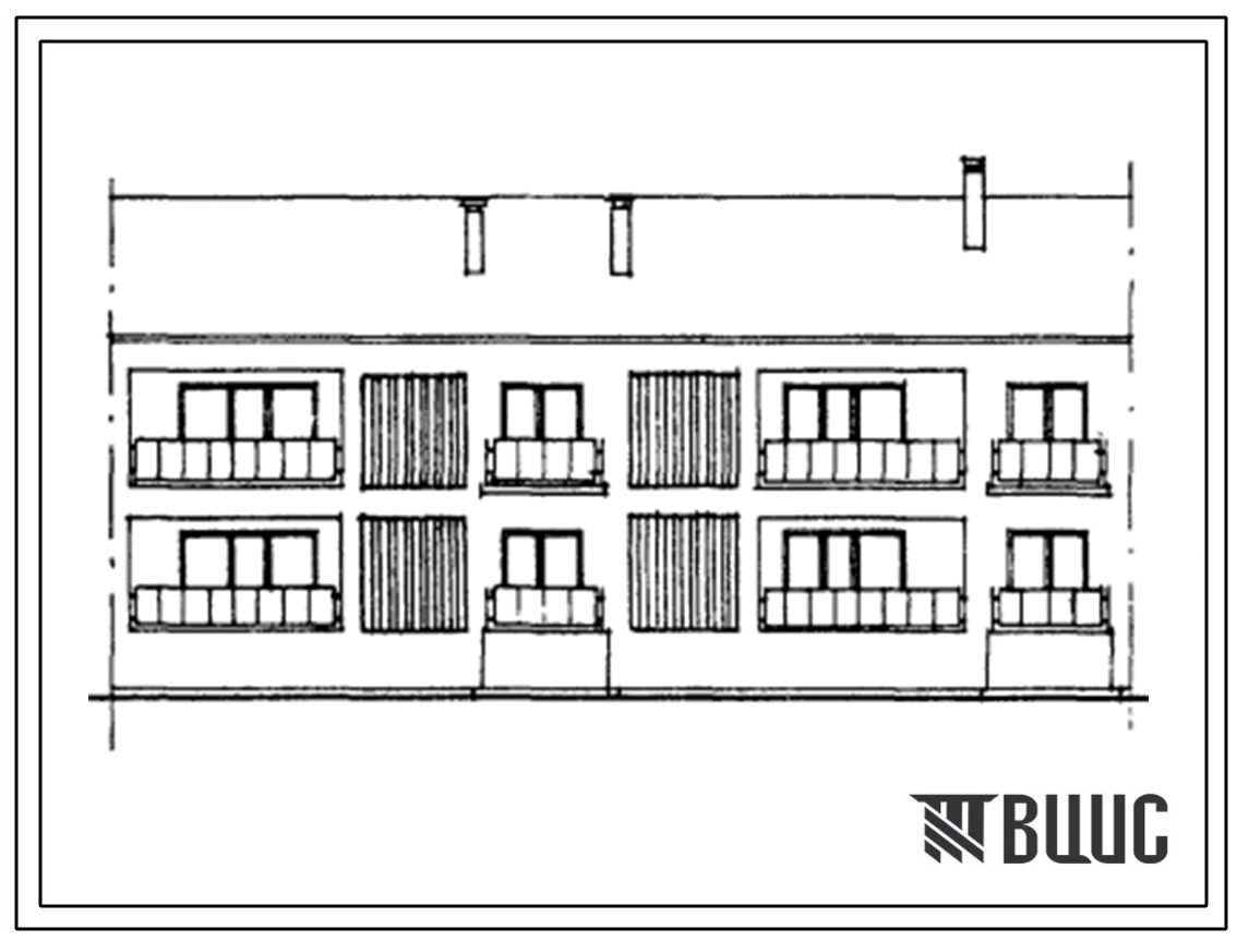 Типовой проект 42-0178с.13.87 2-этажная 4-квартирная рядовая блок-секция Р-3.4. Для строительства в Грузинской ССР.