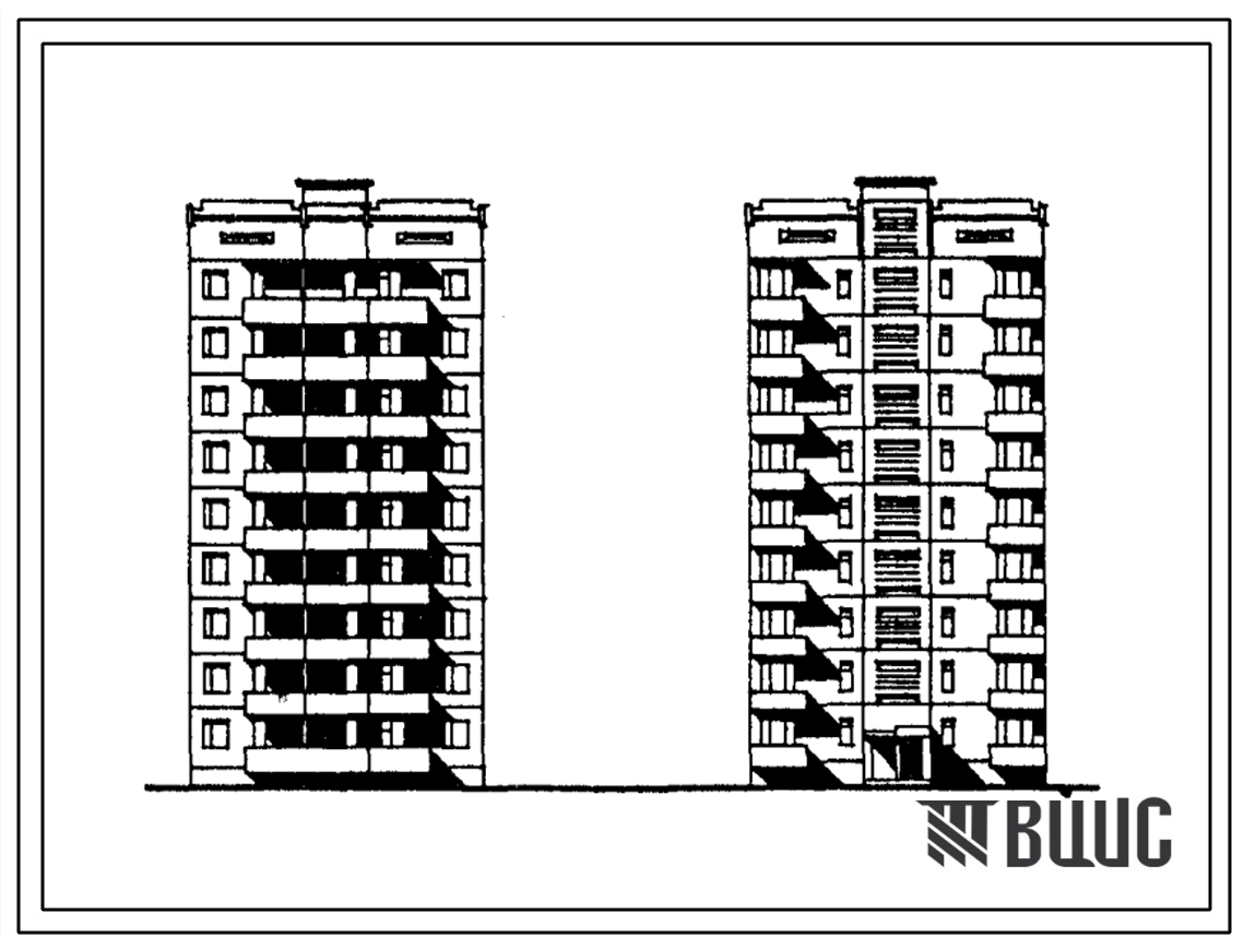 Типовой проект 135-053с.86 Девятиэтажная блок-секция рядовая с торцевыми окончаниями на 18 квартир