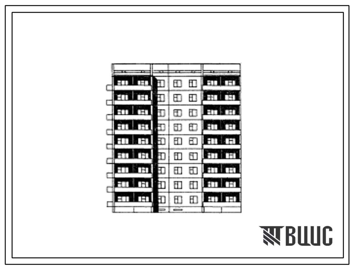 Типовой проект 96-028/1 Блок-секция девятиэтажная 36-квартирная торцевая (однокомнатных 1А-9; двухкомнатных 2Б-18; трехкомнатных 3Б-9).