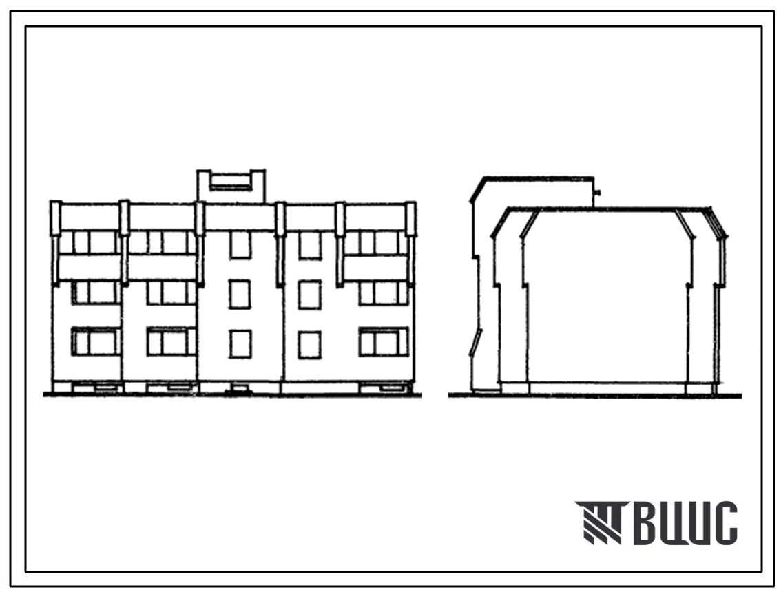 Типовой проект 1-318-0101.84 Блок-секция 3-этажная 9-квартирная рядовая, с торцевыми окончаниями 2Б-2Б-2Б. Для строительства во 2В климатическом подрайоне Литовской ССР (для застройки малых городов).