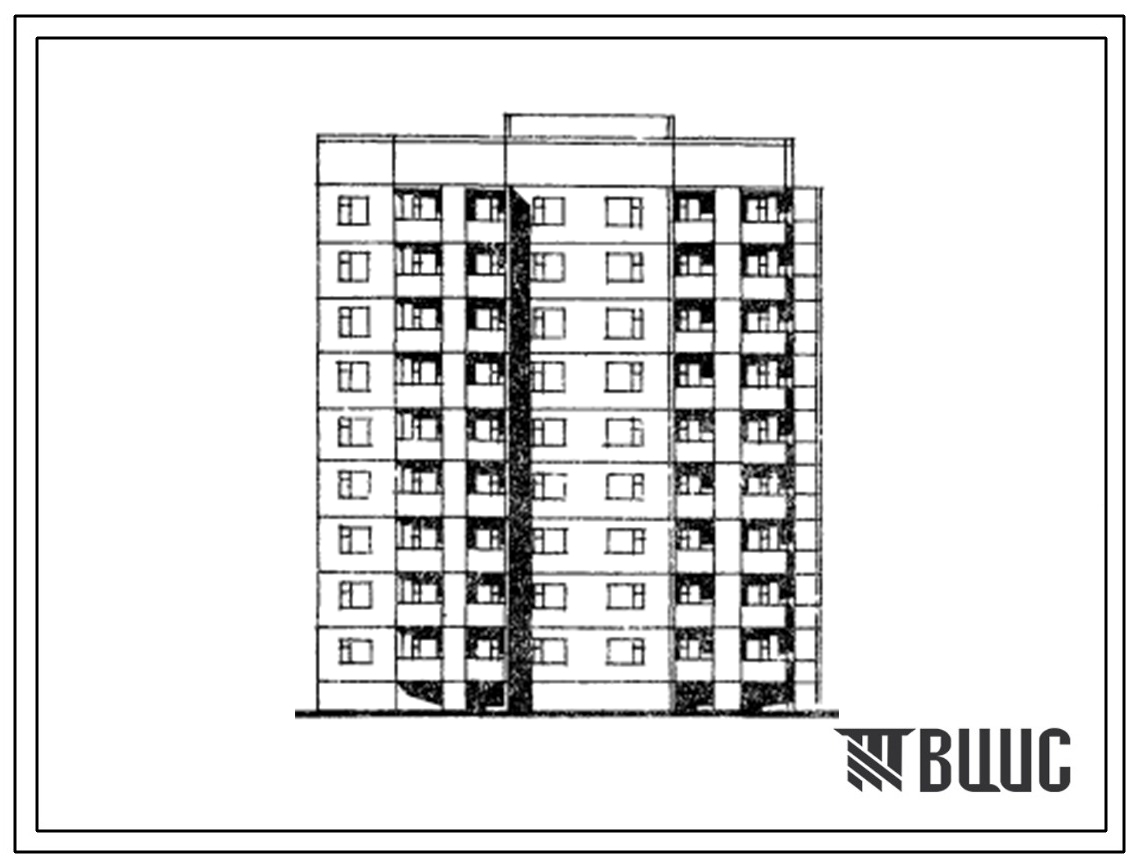 Типовой проект 135-0257с.13.86 9-этажная блок-секция на 36 квартир торцевая правая 1Б-2Б-2Б-3Б для Бурятской АССР