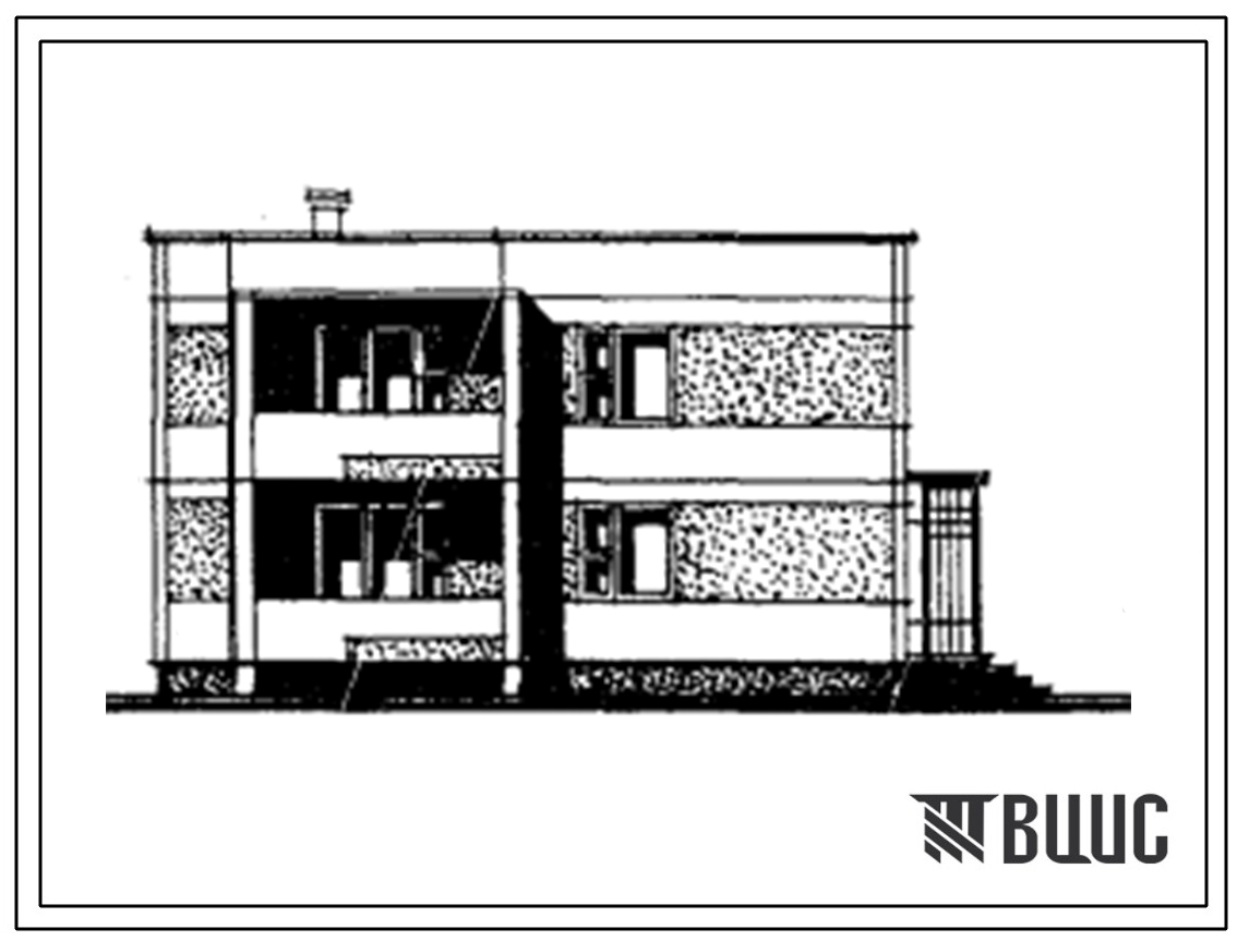 Типовой проект 111-210-31 Жилой дом двухэтажный двухквартирный с раздельными входами в квартиры 2Б.