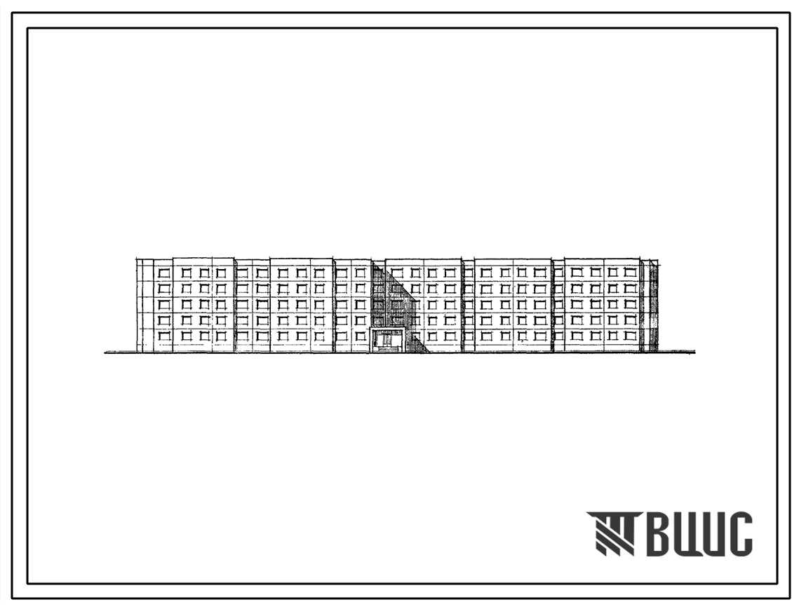 Типовой проект 164-152-16 Пятиэтажное общежитие на 399 мест с блоком обслуживания. Для строительства во 2В климатическом подрайоне Белорусской ССР
