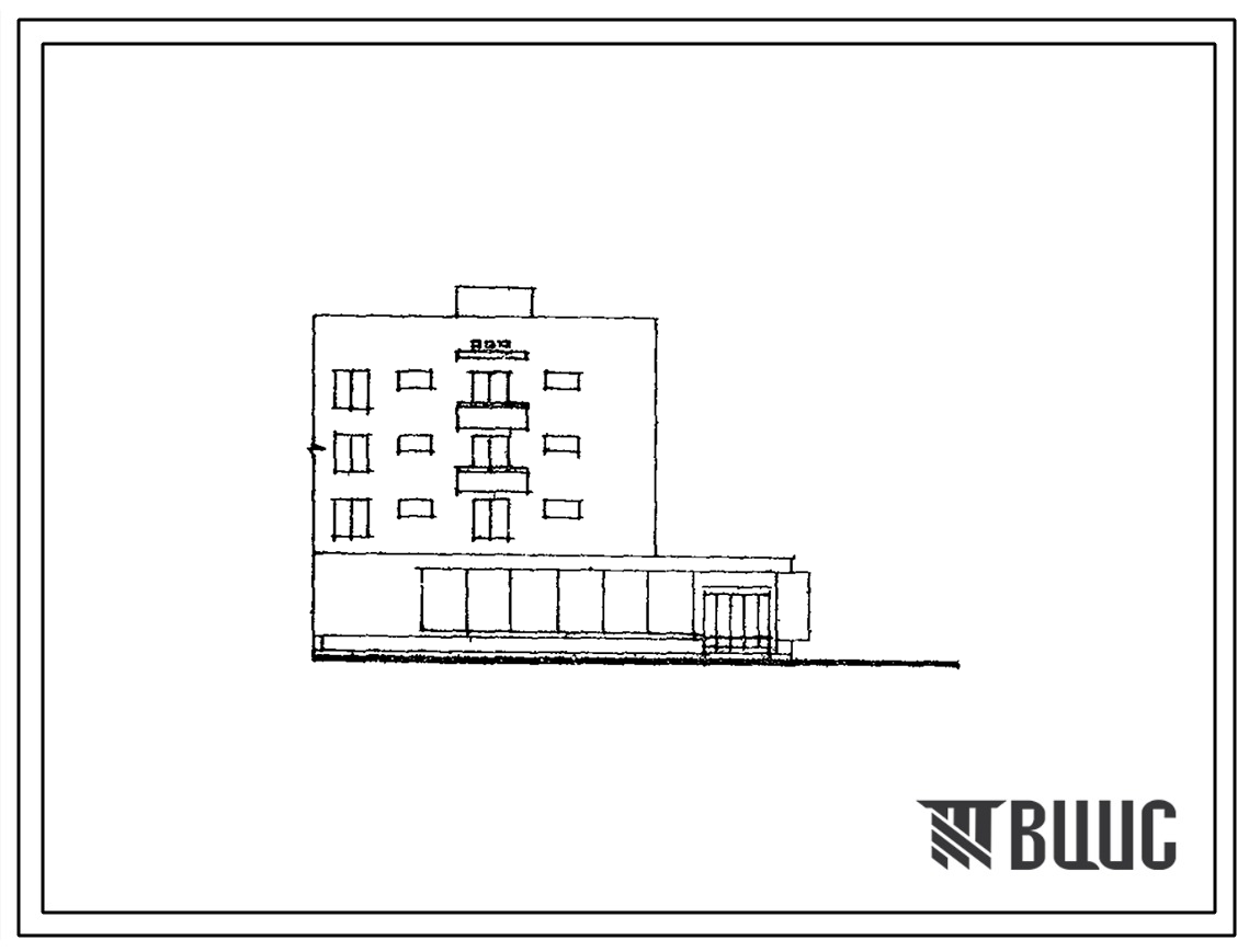 Типовой проект 109-021с Четырехэтажная одинарная блок-секция Т-3А.2Б правая на 6 квартир с магазином.