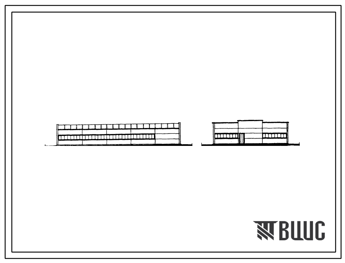 Фасады Типовой проект 420-06-6 Временные здания и сооружения сборно-разборного типа каркасно-панельной конструкции (решенные в металле) по серии 420-06. Столовая на 100 посадочных мест (доготовочная).