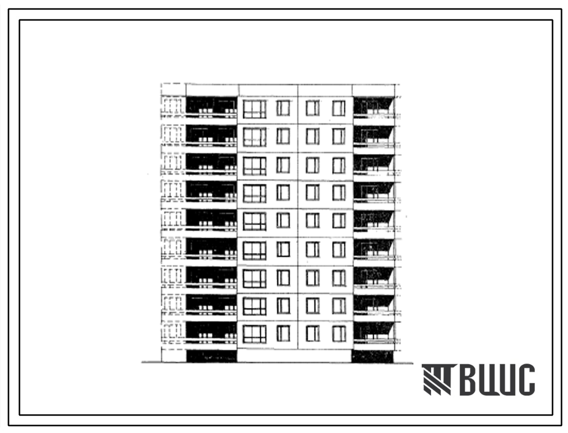 Типовой проект 99-037/1 Девятиэтажная блок-секция поворотная на 54 квартиры (двухкомнатных 2Б-20, трехкомнатных 3Б-34). Для строительства в 1В климатическом подрайоне, 2 и 3 климатических районах