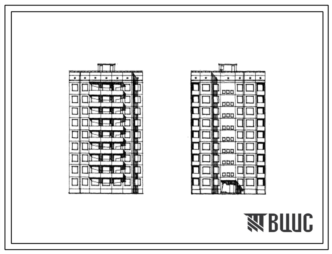 Типовой проект 94-025 Девятиэтажная крупнопанельная рядовая блок-секция на 36 квартир (однокомнатных 1А-9, двухкомнатных 2Б-9, трехкомнатных 3А-18).