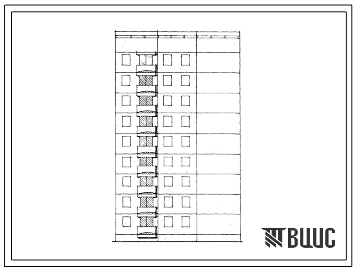 Типовой проект 129-063с.13.87 Блок-секция 9-этажная 27-квартирная лучевая левая 1Б-2Б-3Б (для Армянской ССР)