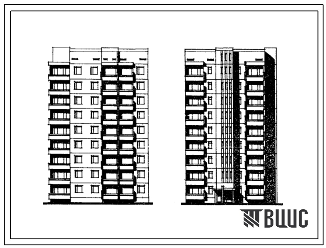 Типовой проект 135-0101С 9-этажная 18-квартирная поворотная с торцевым окончанием блок-секция 4Б-2Б (прямая)