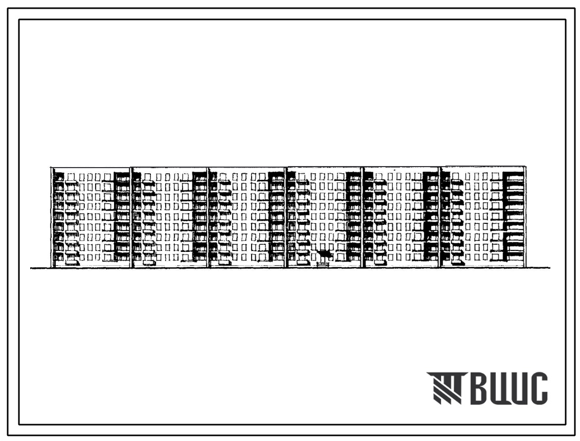 Типовой проект 1-447С-49 Девятиэтажный шестисекционный жилой дом на 216 квартир со стенами из кирпича (однокомнатных-55, двухкомнатных-53, трехкомнатных-54, четырехкомнатных-54).